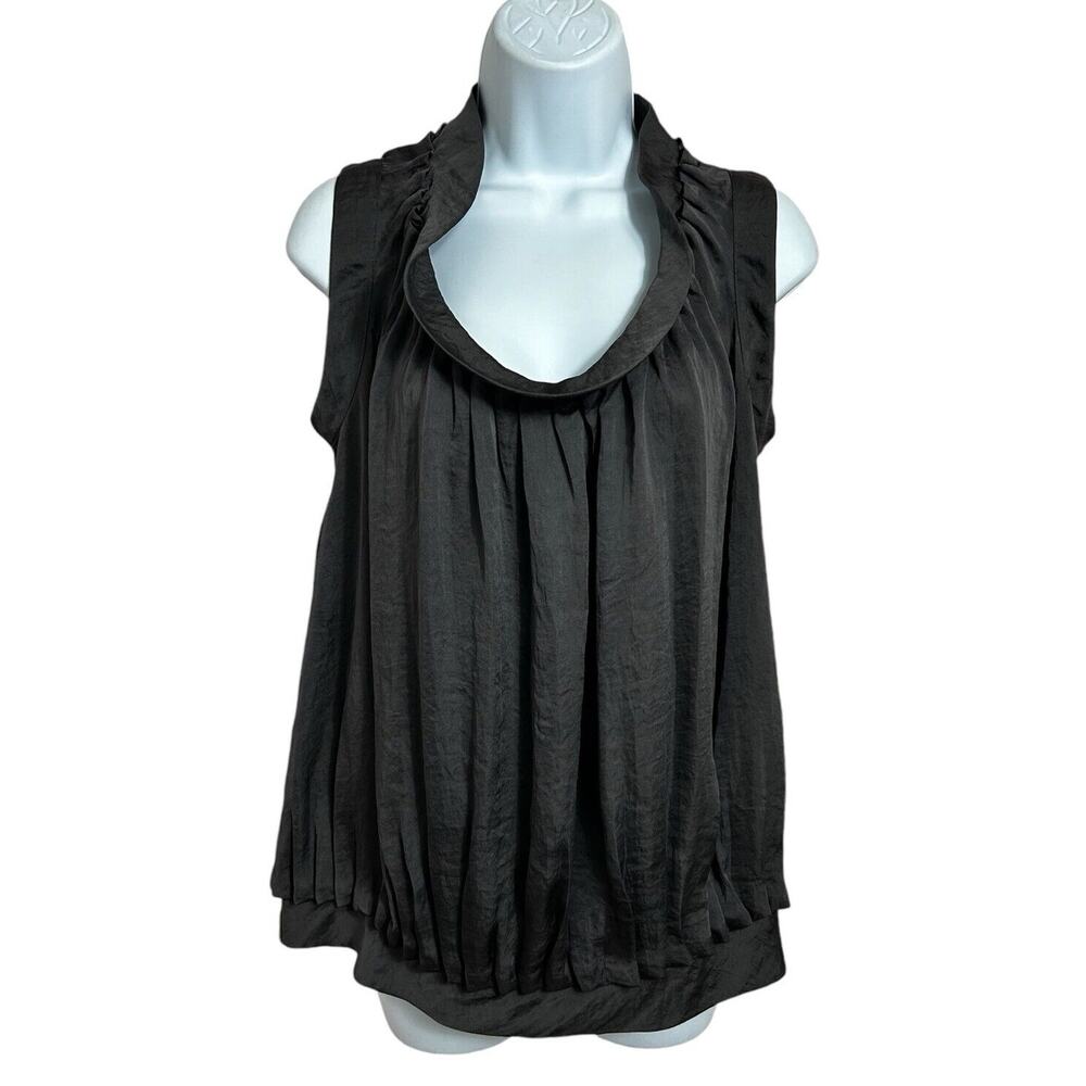 Club Monaco Dark Gray Blouse Sz S Sleeveless Top Pleated Designer